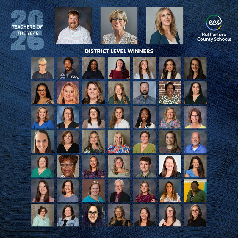 Rutherford County Schools 2025-26 teachers of the year