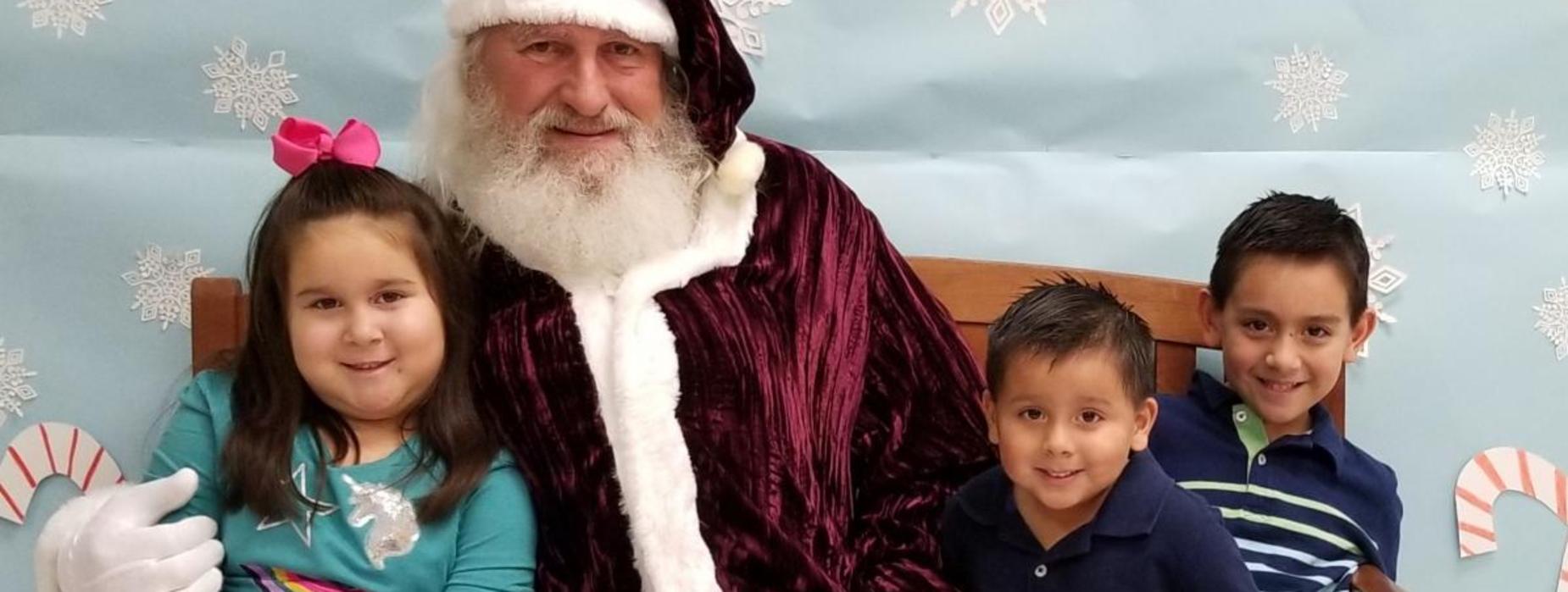 santa with students