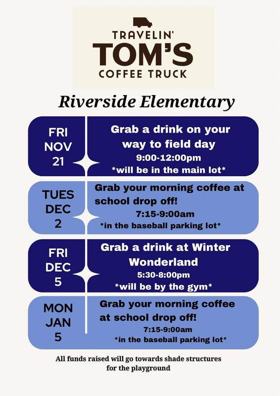 PTO Travelin' Tom's Flyer for 11/21, 12/2, 12/5, and 1/5