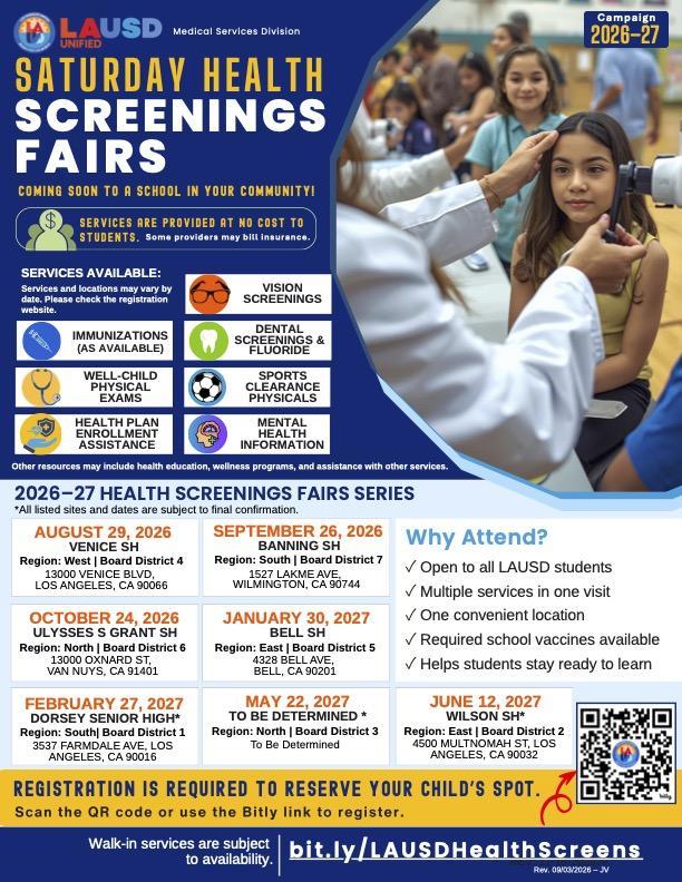 Students in line to receive vision screenings