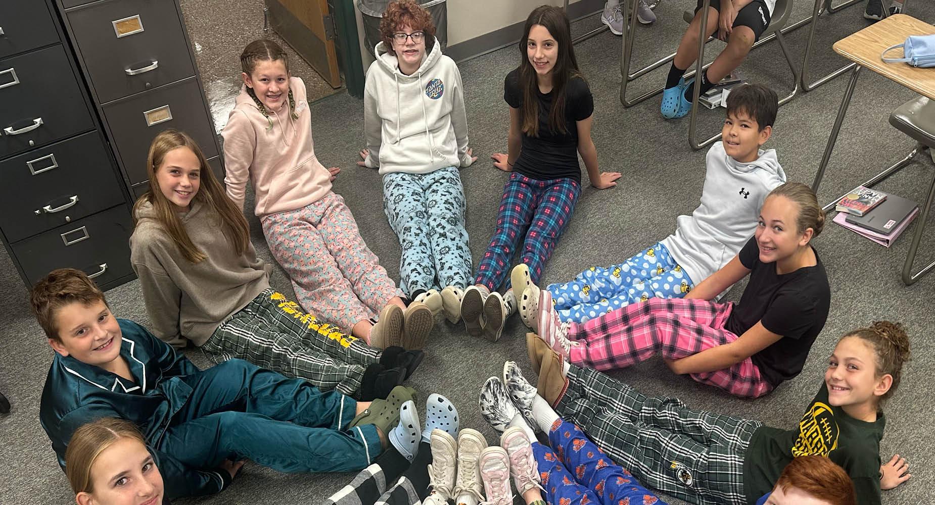 Trafford Middle school students wear crazy pajamas to school during spirit week