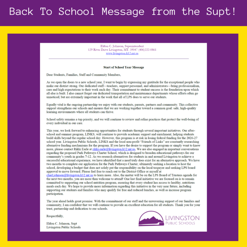 Message from the Supt!