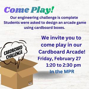 Cardboard arcade invite for parents