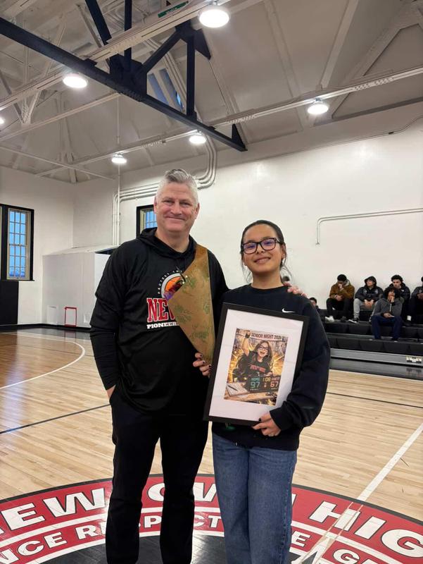 a student with flowers