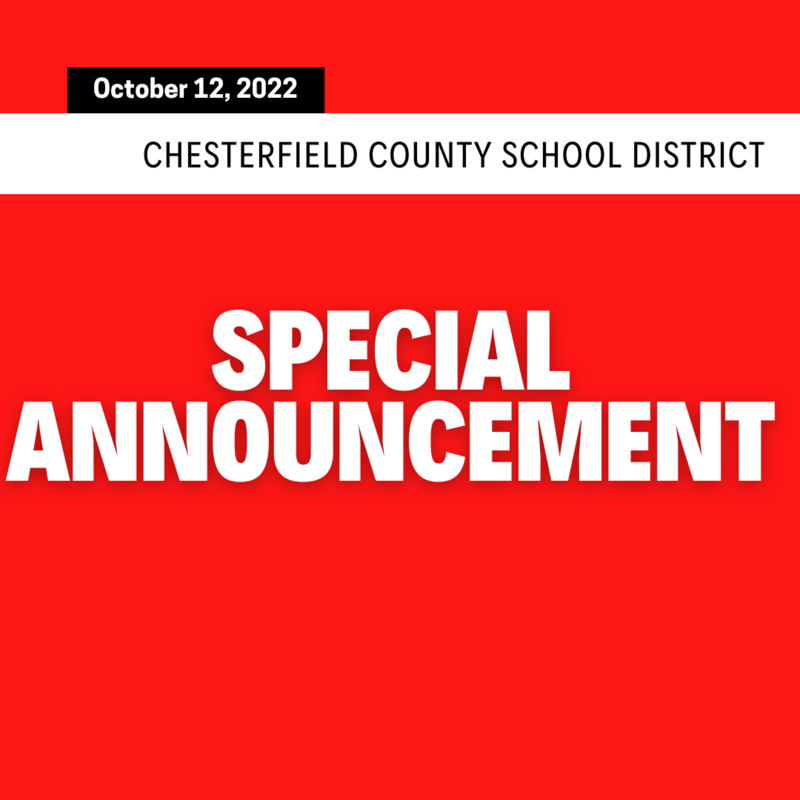 Special Safety Announcement from Chesterfield County Schools