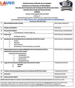 School Site Council Meeting