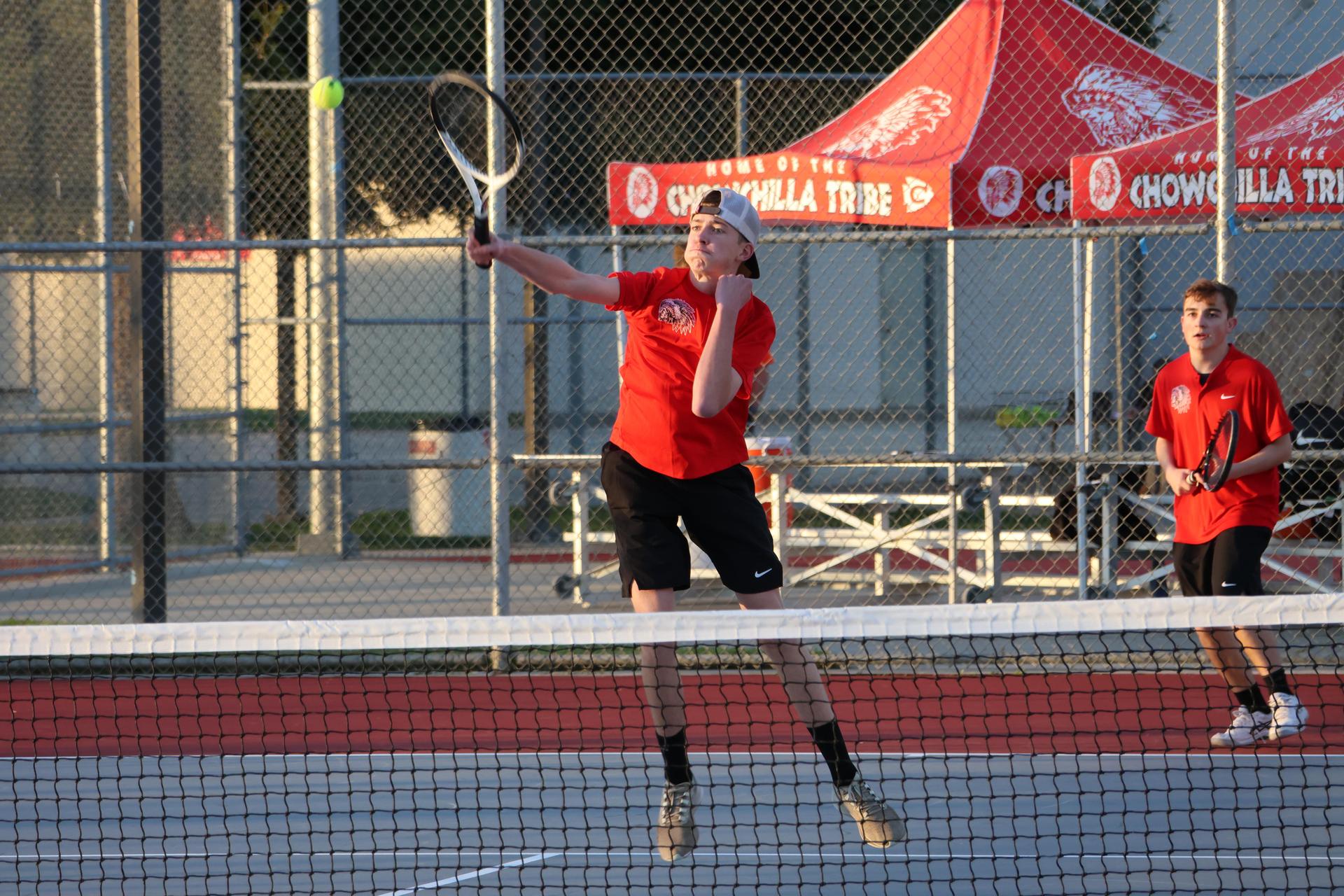 CUHS Boys playing tennis against coalinga