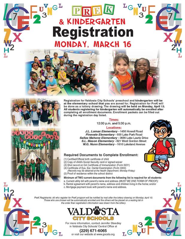 2020 PreK and Kindergarten Registration Flyer