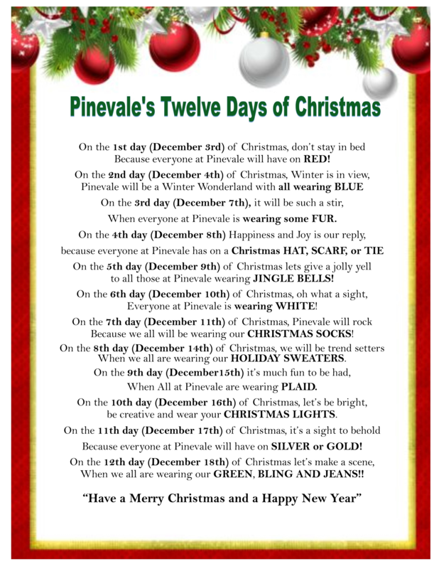 Pinevale's Twelve Days of Christmas
