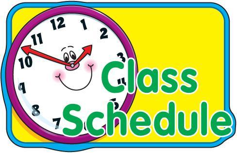 class schedule with clock clipart