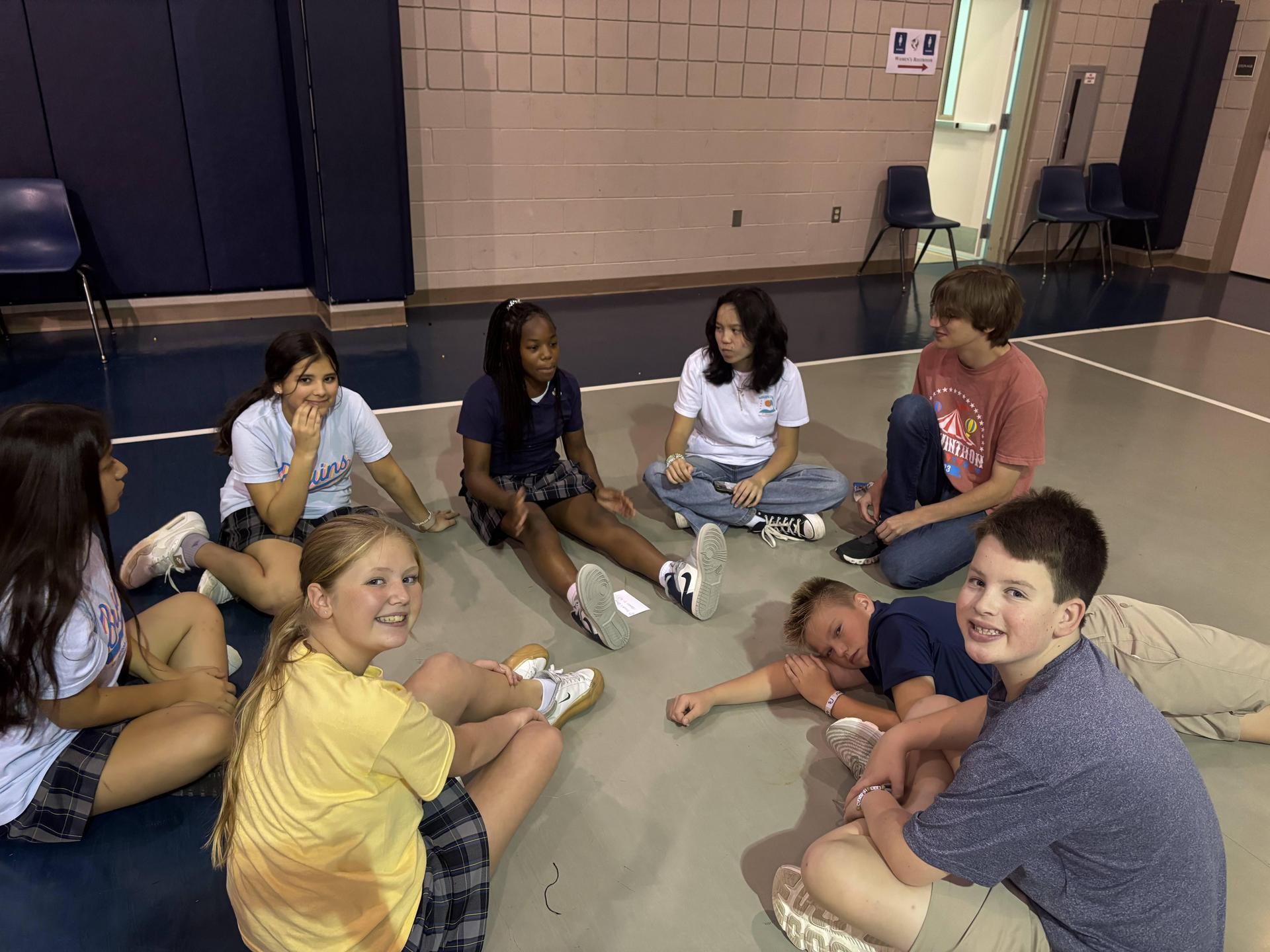 Seventh-grade class participate in discussions at class retreat on Wednesday, Sept. 1.7, 2025.
