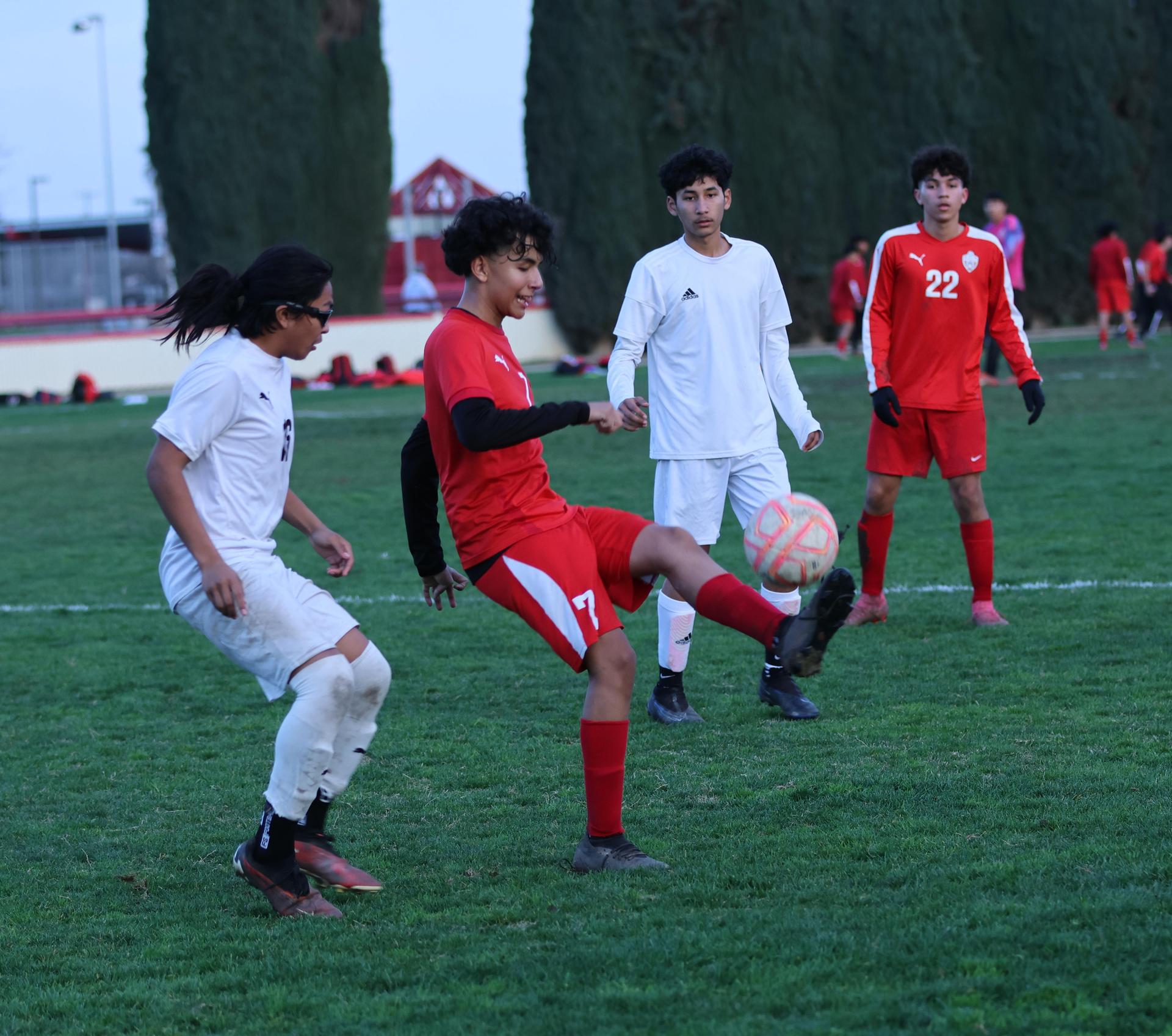 junior varsity boys playing soccer against washington union