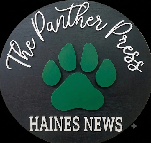 The Panther Press with a green paw print