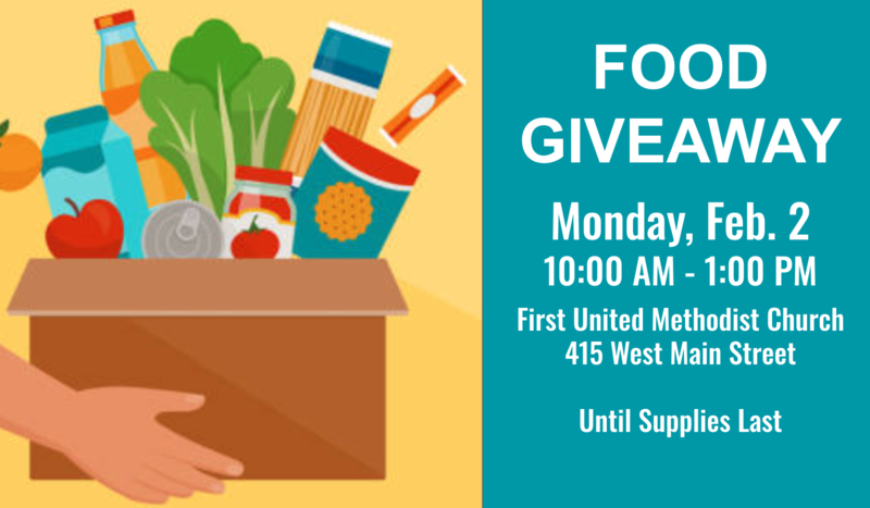 Free Food Giveaway - Monday, Feb. 2 at First United Methodist