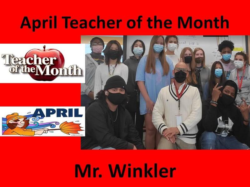 Mr. Winkler Selected April Teacher of the Month Featured Photo