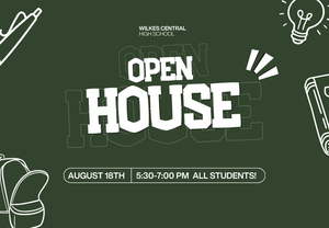WCHS Open House Block Party Tuesday, August 18th 5:30-7:00PM. This is for all students and families!