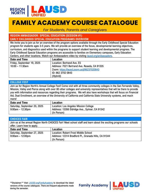 Region North Family Academy Flyer Page 2