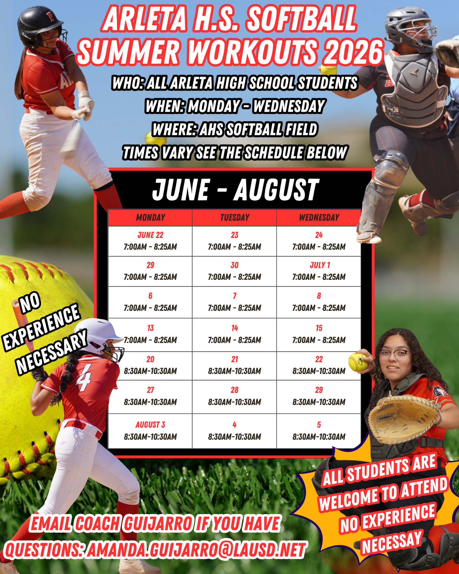 2026 Summer Workout Scheudle