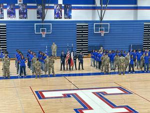 THS AFJROTC cadets participate in the pass in review ceremony