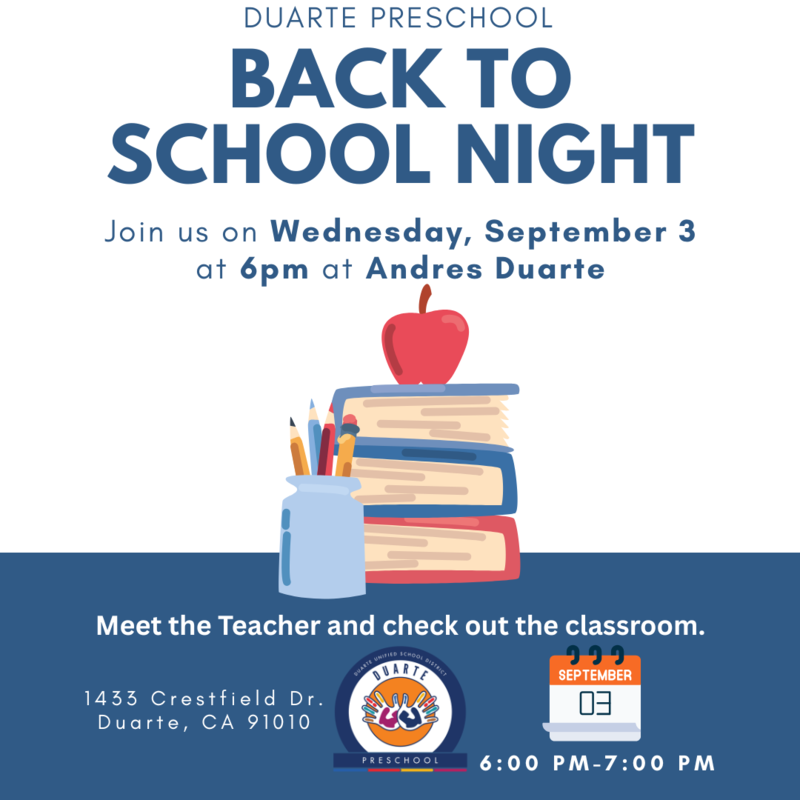 clipart of apple on books Back to School Night flyer