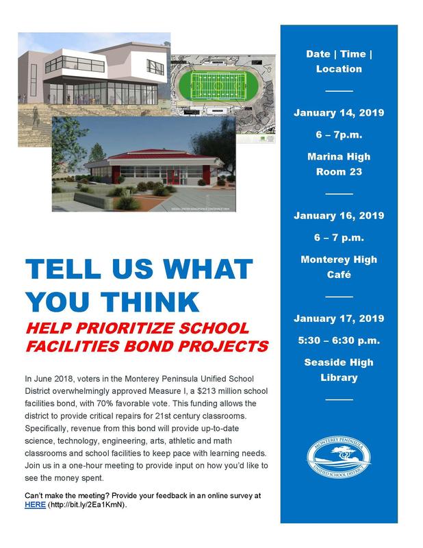 Dates, times and locations of the Facilities Community meetings.
