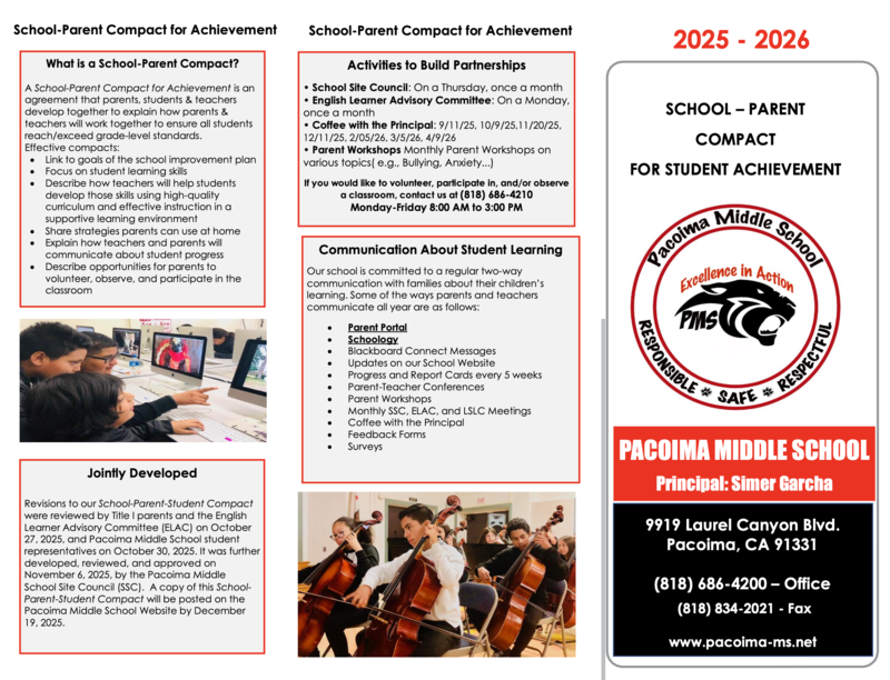 LAUSD & Pacoima MS Parent & Family Engagement Policy / Parent-Student Compact Featured Photo