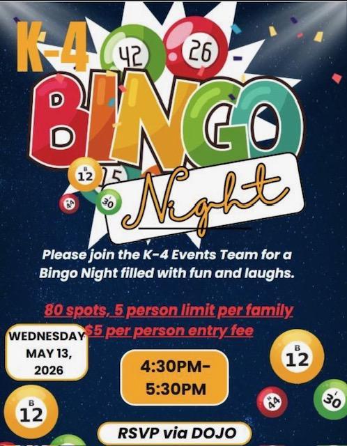 K-4 Bingo Night May 13th