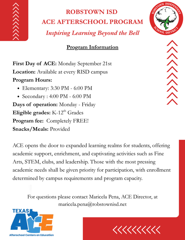 Robstown ISD ACE Afterschool Program Kicks Off Sept. 21 Featured Photo