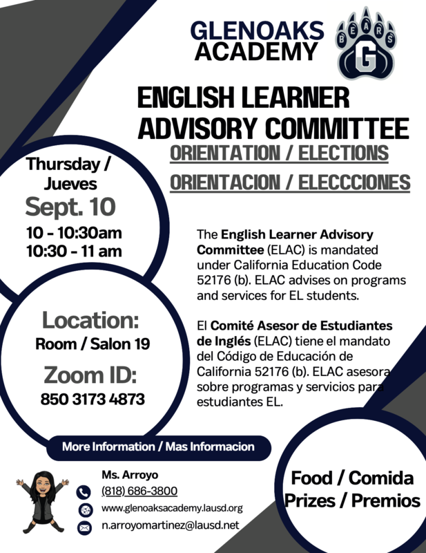 English Learner Advisory Counsil flyer
