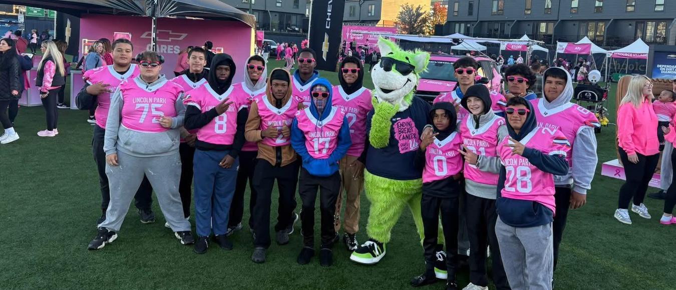 LP students walking to support breast cancer research.