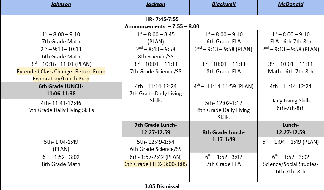 Schedule