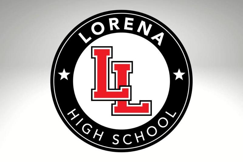 Photo of LHS Logo with red LL inside a black circle with Lorena High School written in white letters