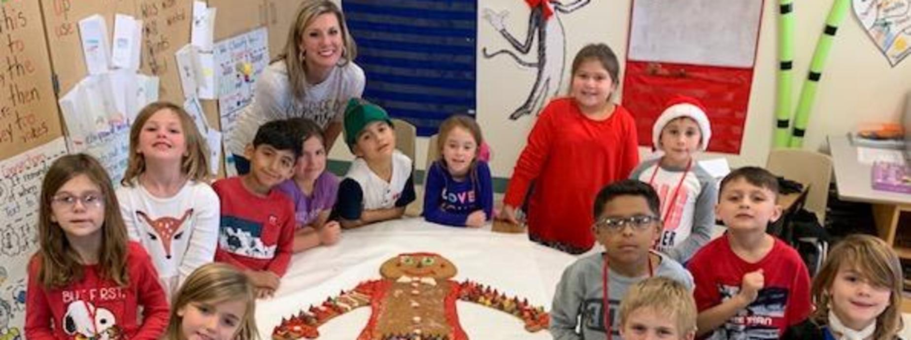 Mrs. Borgfeld's Class made a life size Gingerbread man!