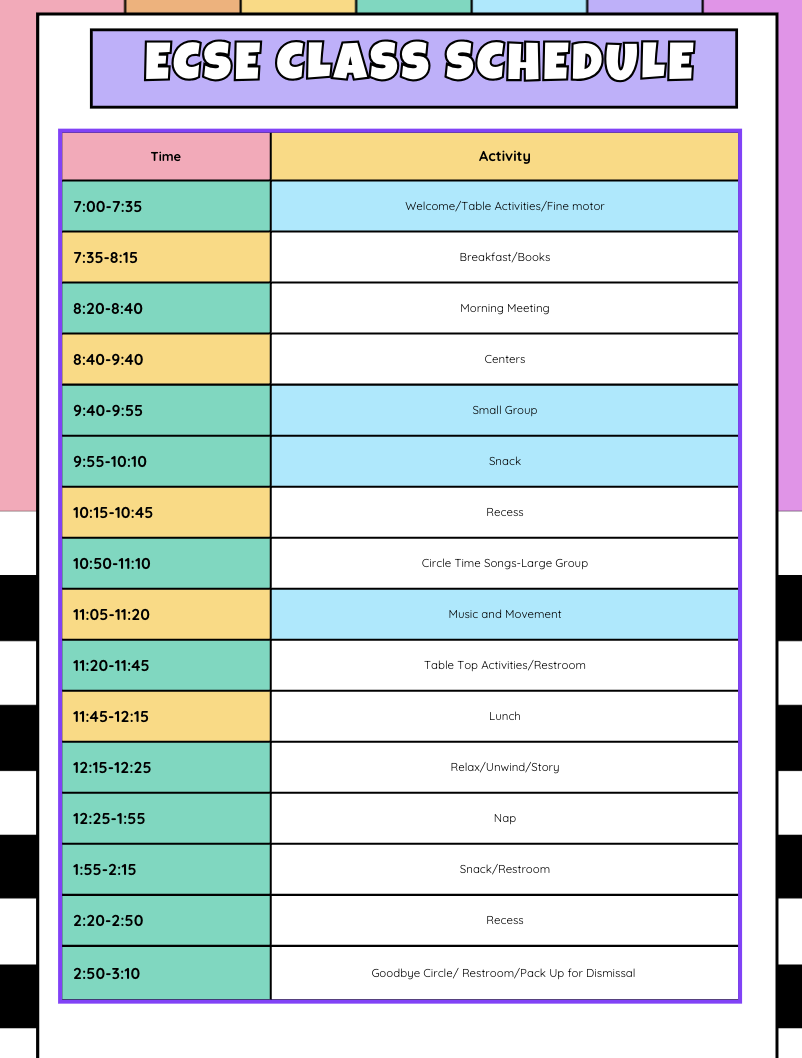 Daily Class Schedule 