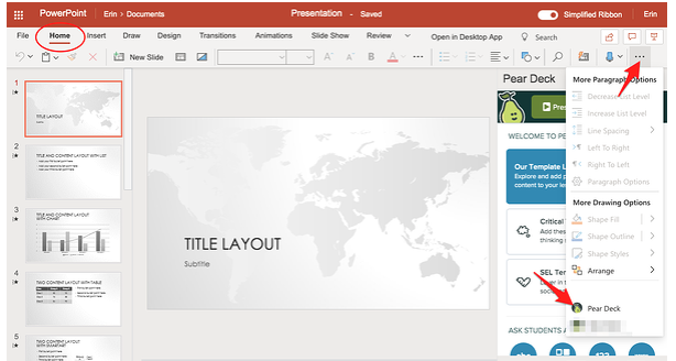powerpoint example and pear deck