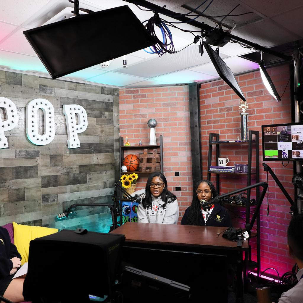 students in TV Studio