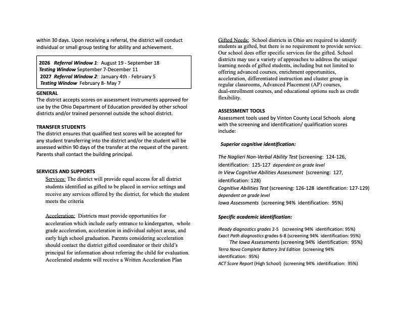 Gifted Brochure