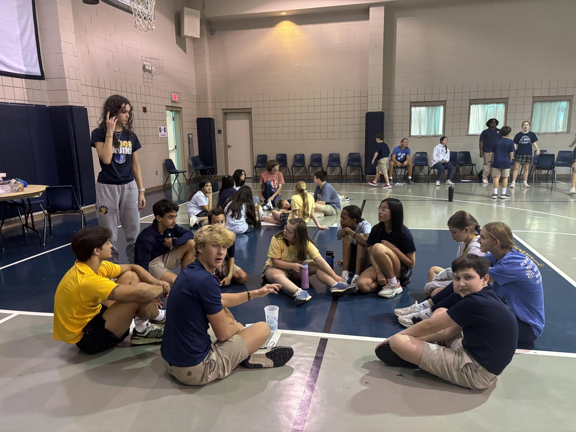 Seventh-grade class participate in discussions at class retreat on Wednesday, Sept. 1.7, 2025.