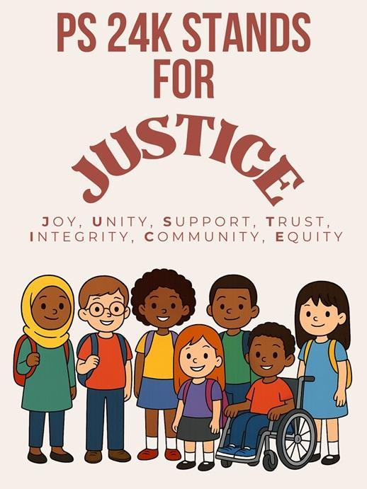 drawing of students standing up for justice
