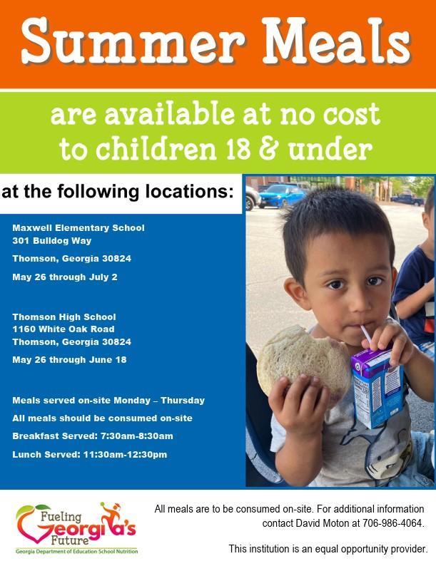 Summer Meals Program Available Through July 2 Featured Photo