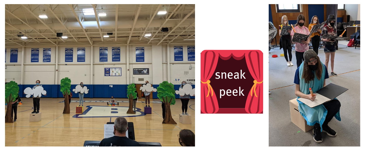 students rehearsing in the gym