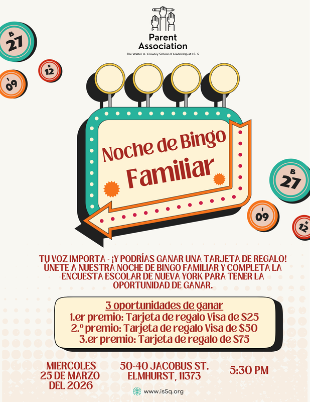 Family bingo night spanish flyer