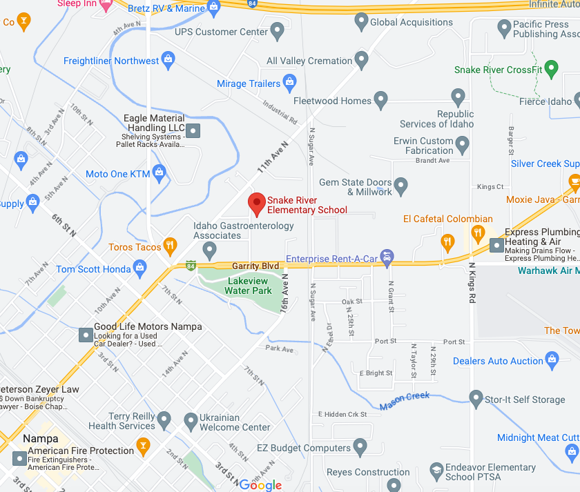 Map of area around Snake River Elementary.