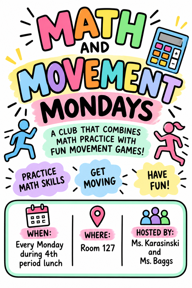 flyer for math and movement mondays