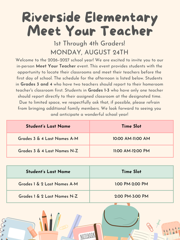 Grades 1–4 Meet Your Teacher – August 24, 2026 Featured Photo
