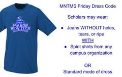 A Blue Manor New Tech Middle School Spirit Shirt to where on Friday’s.