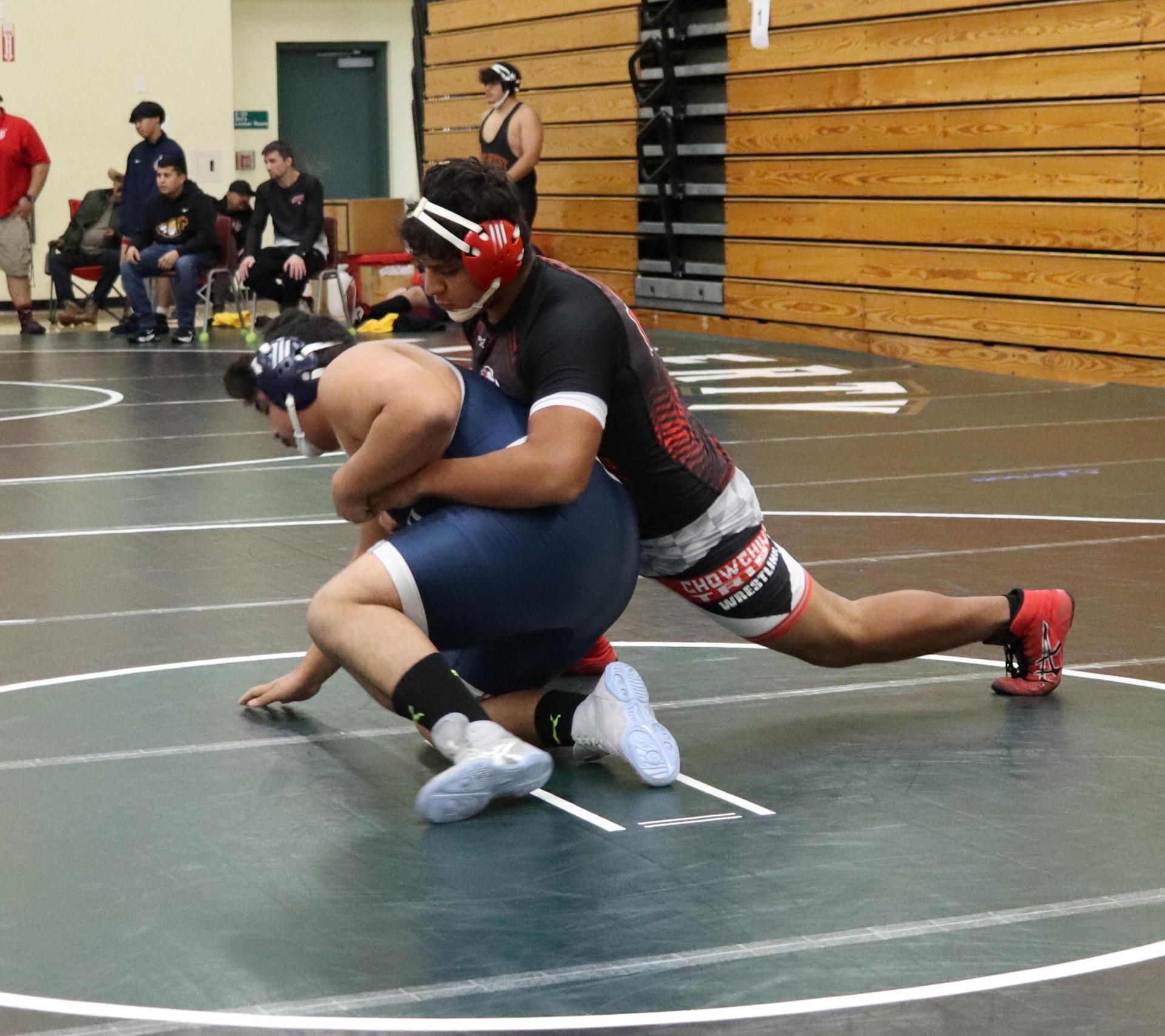 wrestlers in action at the Hawks invitational