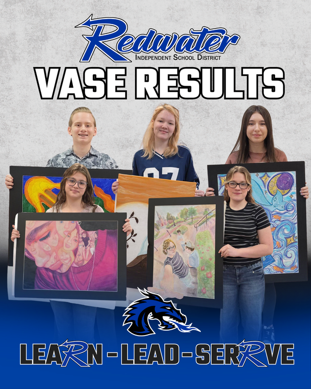Redwater ISD VASE artists pose with artwork.