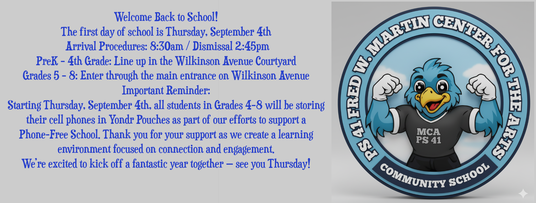 Back to school announcement