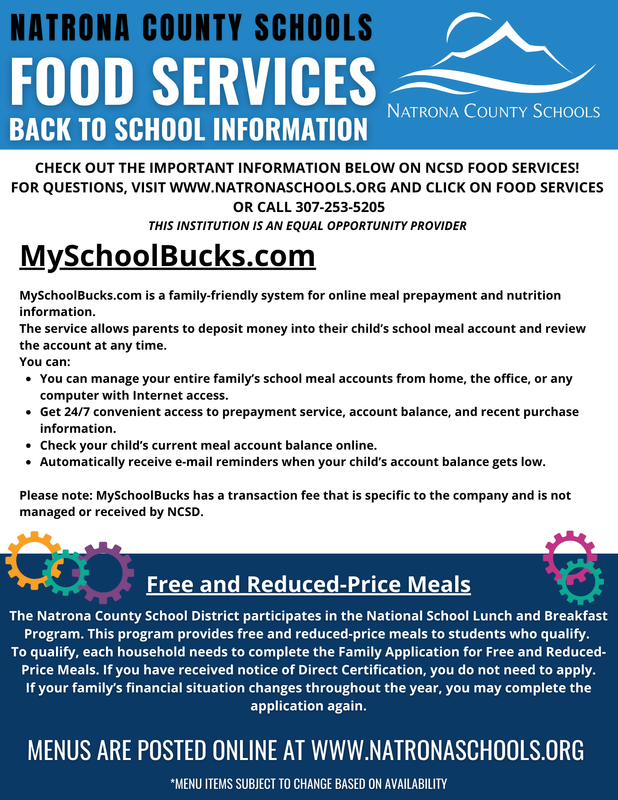 Food Service Back to School Information Flier